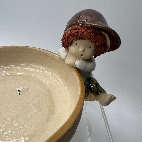 Ceramic Round Ceramic Bowl Storage Home Decor Piece Little Boy Sitting - Picture 2 of 11